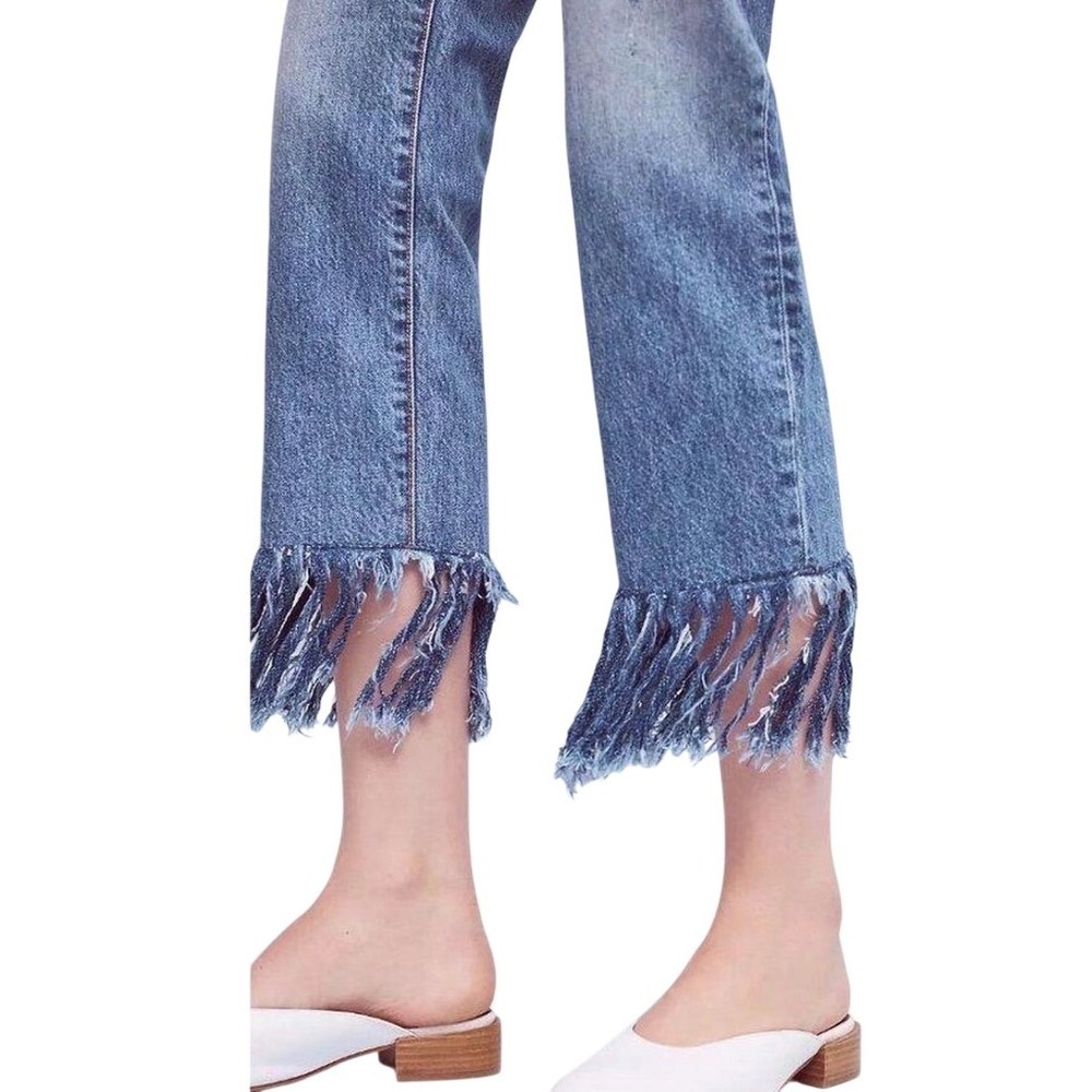 Pilcro and the Letterpress Hyphen Fringe Hem Jeans Blue Denim 27 Anthropologie - Picture 3 of 9